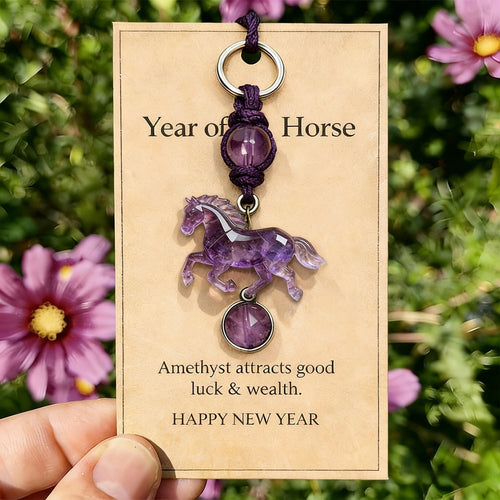 Lucky Amethyst Crystal Horse Keychain —✨ A Symbol of Wisdom & Success🔥 (2026)