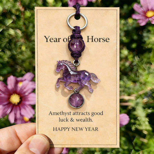 Lucky Amethyst Crystal Horse Keychain —✨ A Symbol of Wisdom & Success🔥 (2026)