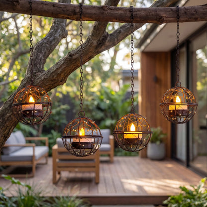 🔥Limited Deal 4-Pack Solar Hanging Lanterns, Cozy Outdoor Decor