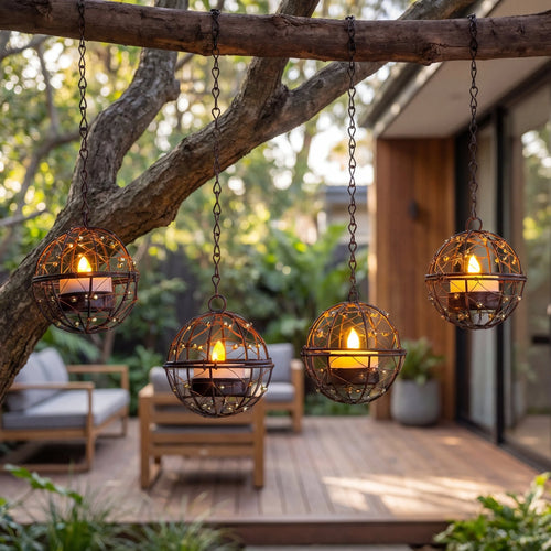 🔥Limited Deal 4-Pack Solar Hanging Lanterns, Cozy Outdoor Decor