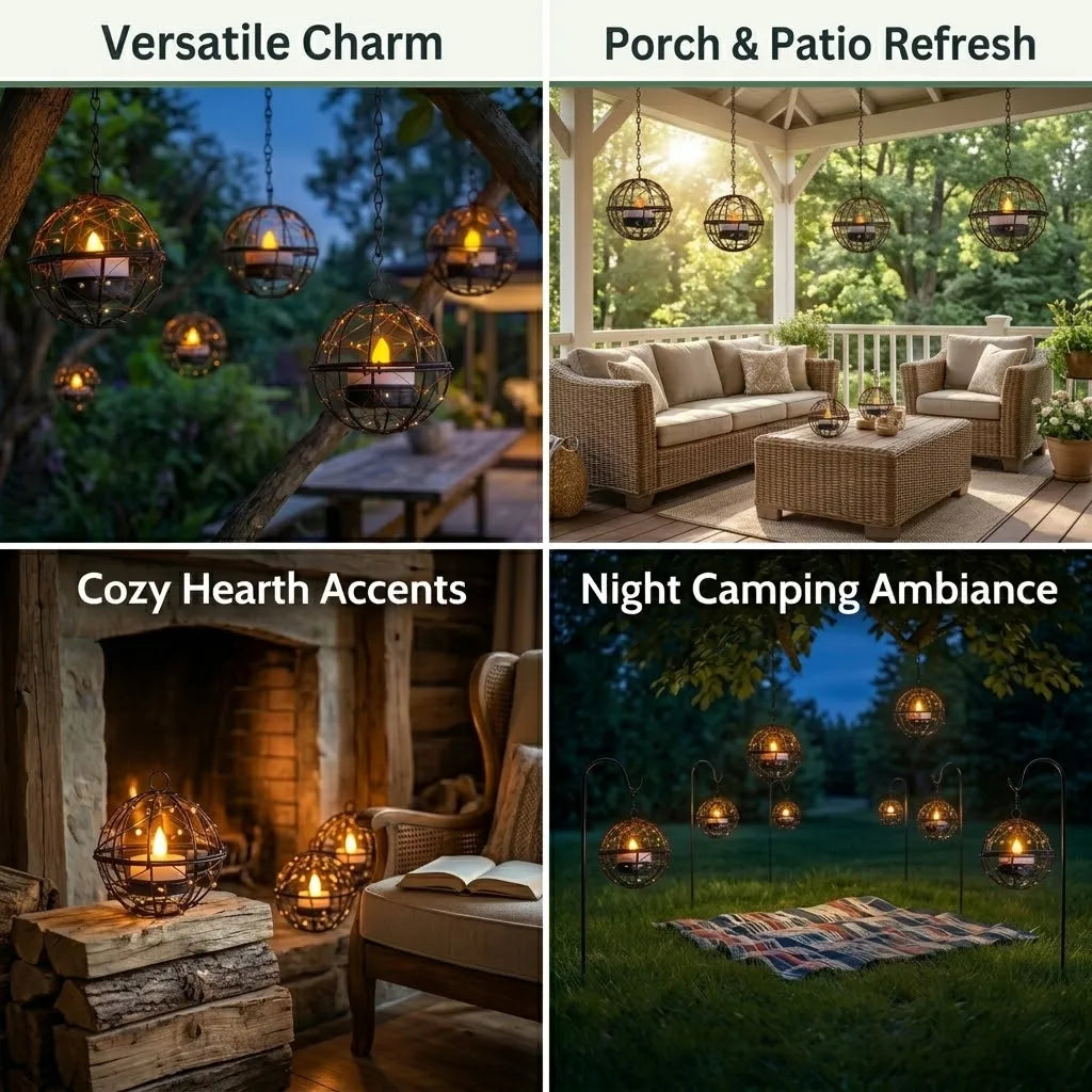 🔥Limited Deal 4-Pack Solar Hanging Lanterns, Cozy Outdoor Decor