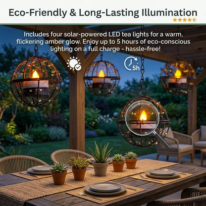 🔥Limited Deal 4-Pack Solar Hanging Lanterns, Cozy Outdoor Decor