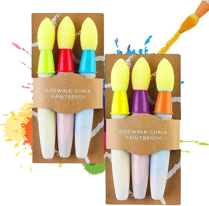 🎨 6Pcs Washable Sidewalk Chalk Paint Brush Set for Kids🌟