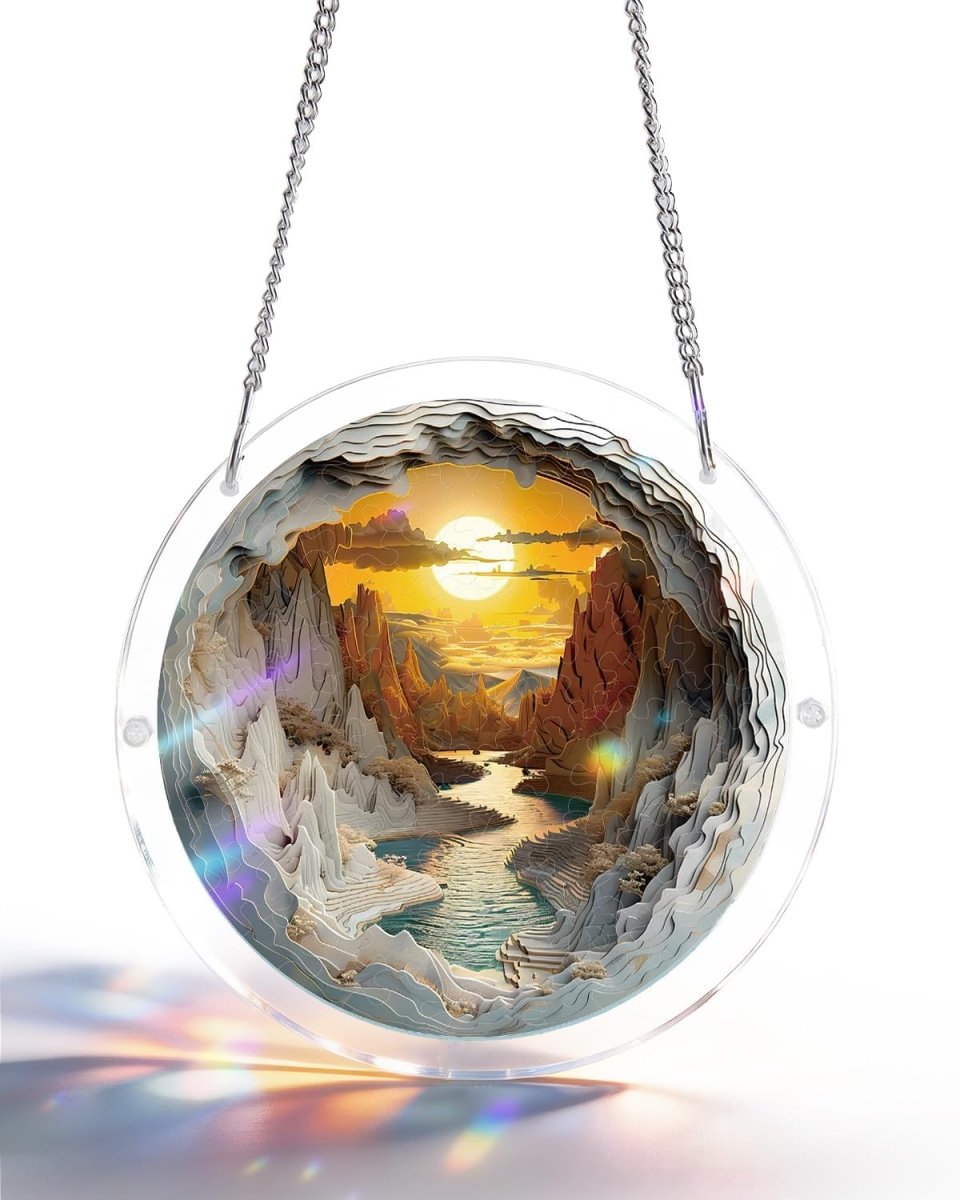 Acrylic Jigsaw Puzzle Suncatcher -Sunset Canyon
