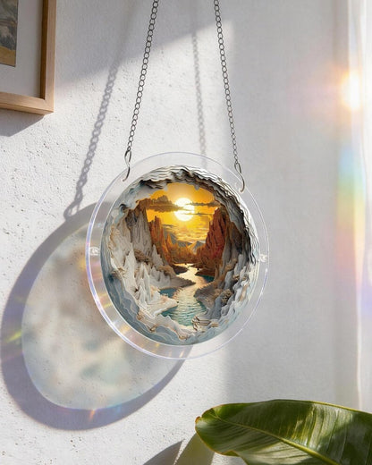 Acrylic Jigsaw Puzzle Suncatcher -Sunset Canyon
