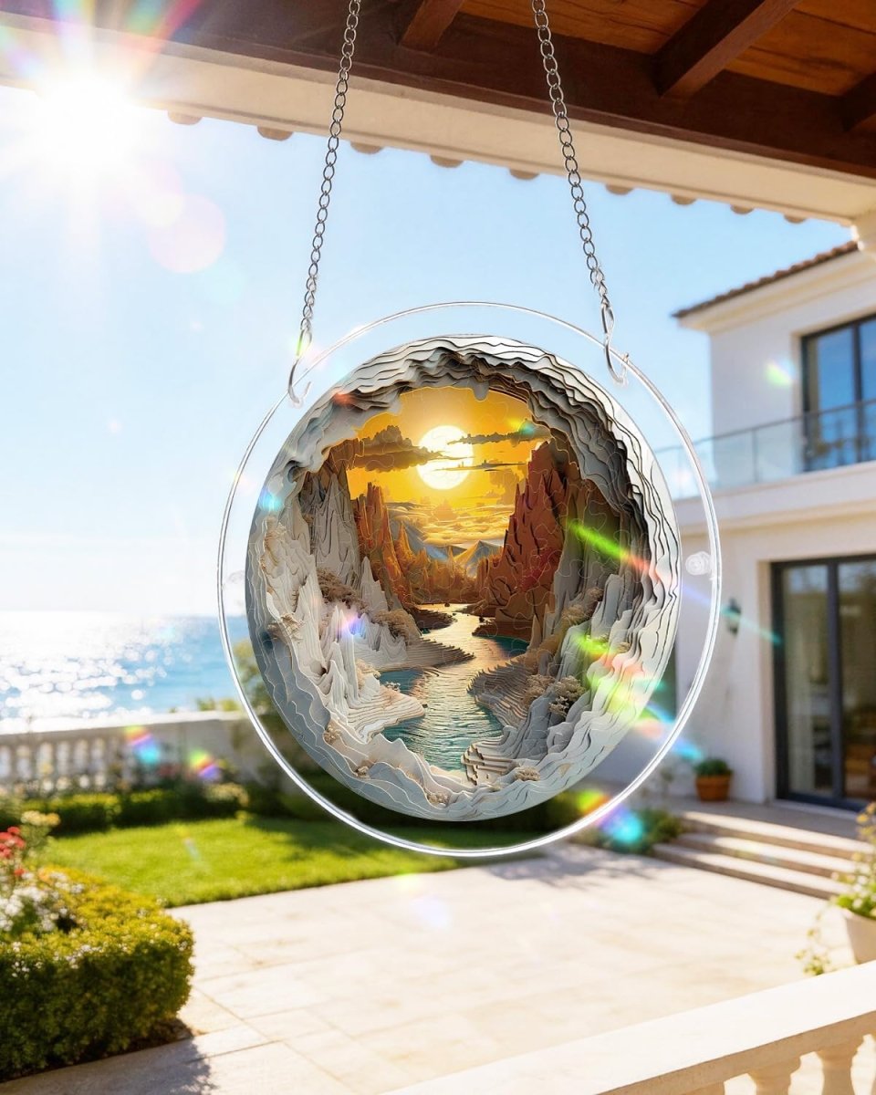 Acrylic Jigsaw Puzzle Suncatcher -Sunset Canyon