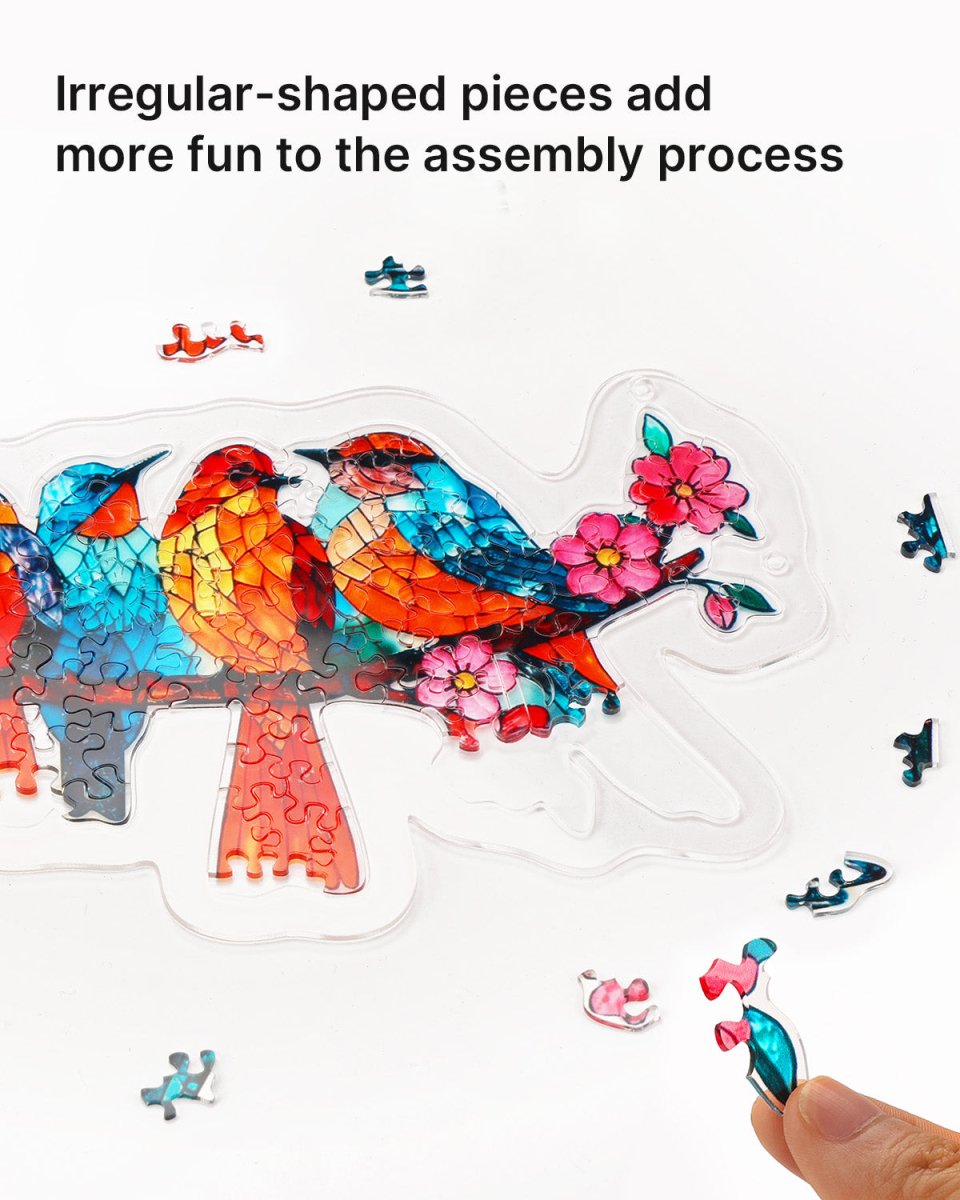 Acrylic Jigsaw Puzzle Suncatcher -Blossom Songbirds