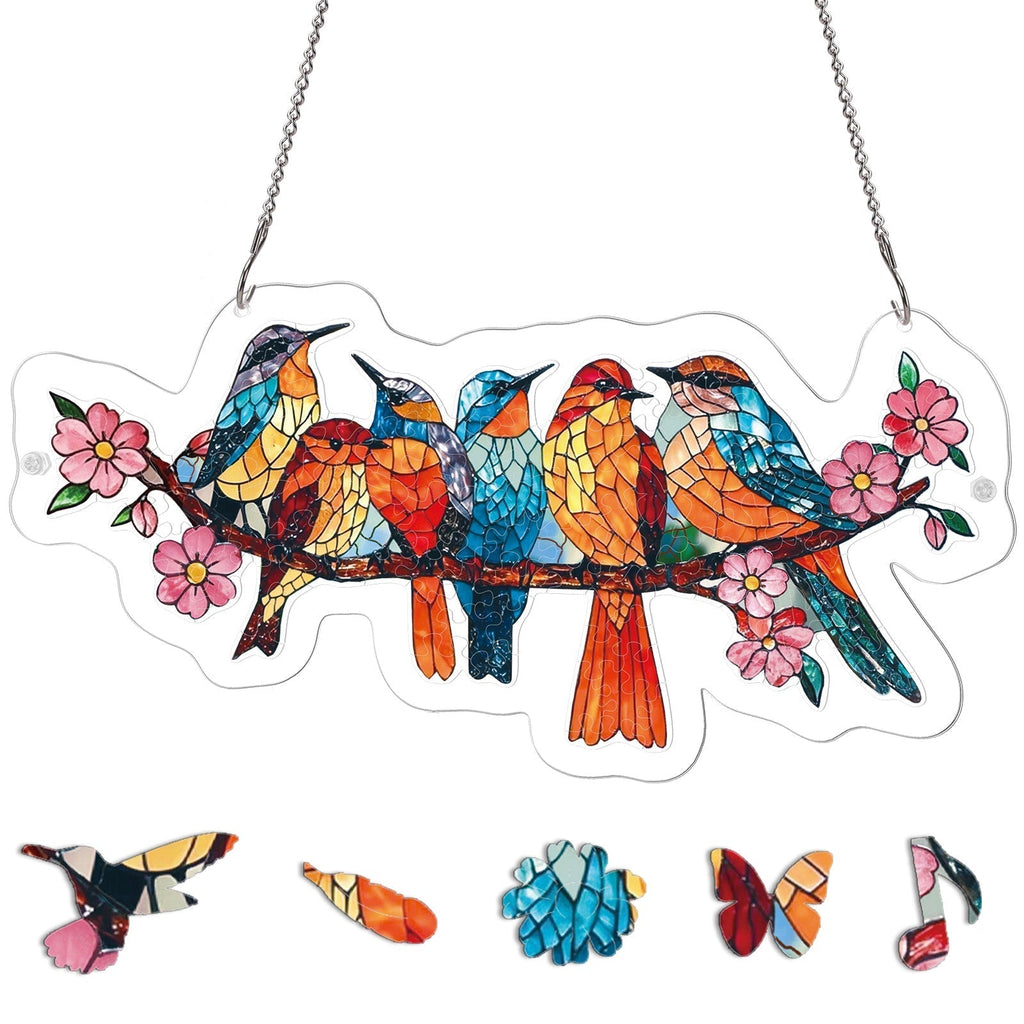 Acrylic Jigsaw Puzzle Suncatcher -Blossom Songbirds