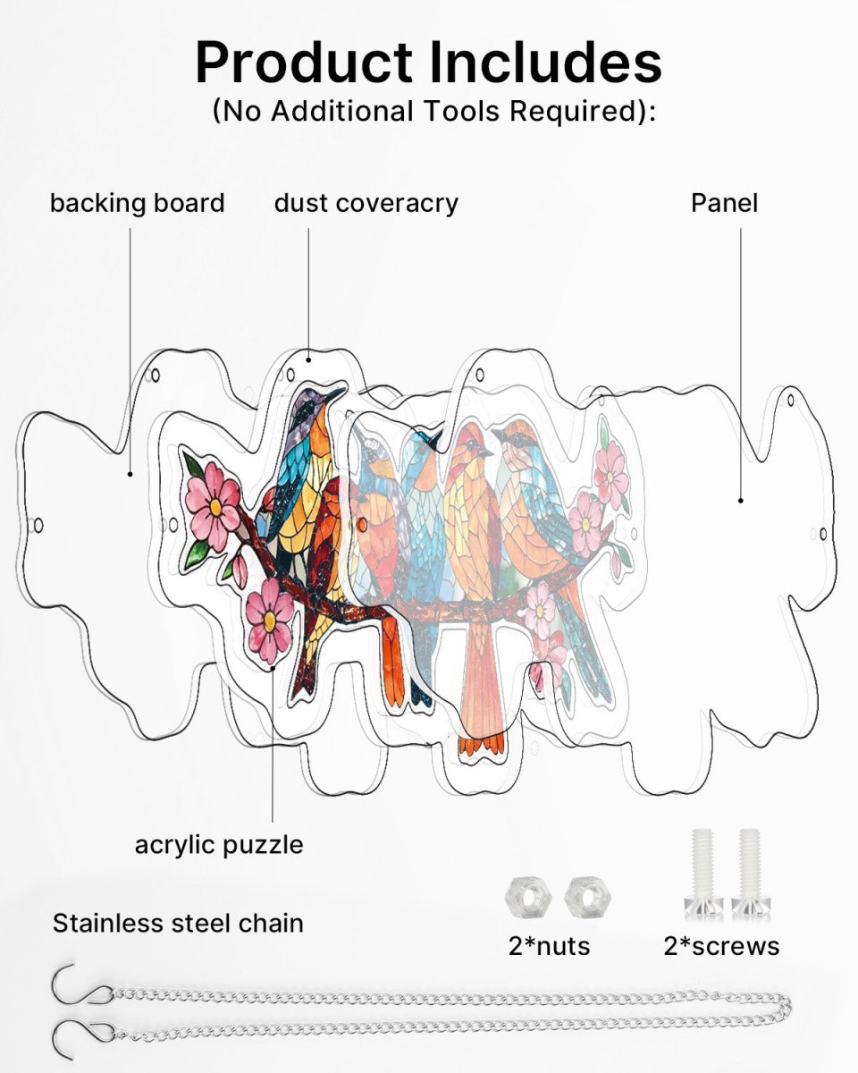 Acrylic Jigsaw Puzzle Suncatcher -Blossom Songbirds