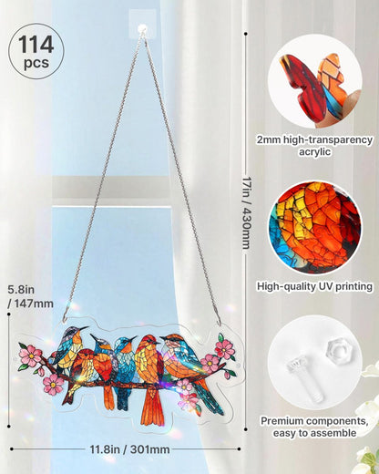 Acrylic Jigsaw Puzzle Suncatcher -Blossom Songbirds