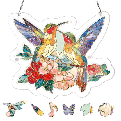 Acrylic Jigsaw Puzzle Suncatcher -Two Birds of Spring
