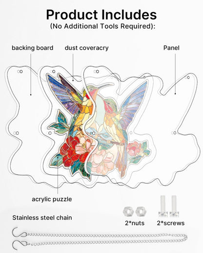 Acrylic Jigsaw Puzzle Suncatcher -Two Birds of Spring