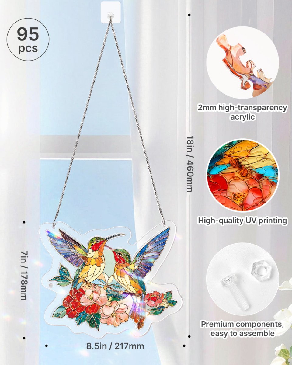 Acrylic Jigsaw Puzzle Suncatcher -Two Birds of Spring