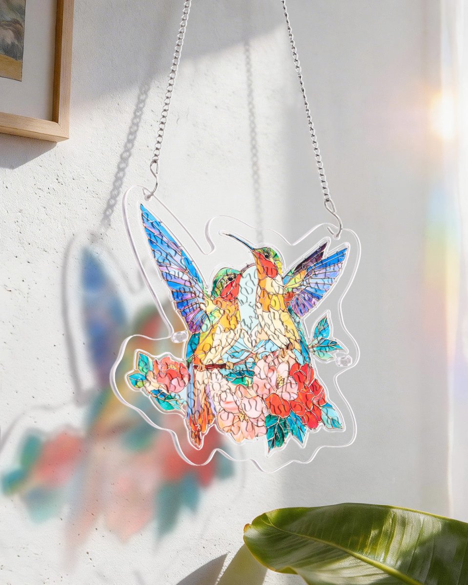 Acrylic Jigsaw Puzzle Suncatcher -Two Birds of Spring