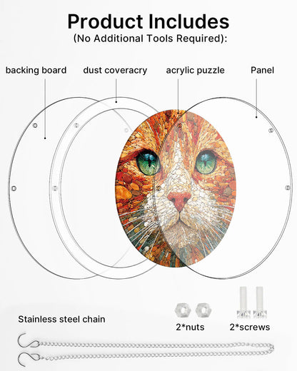 Acrylic Jigsaw Puzzle Suncatcher -Stone Cat