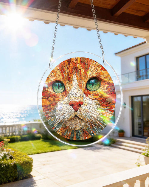 Acrylic Jigsaw Puzzle Suncatcher -Stone Cat