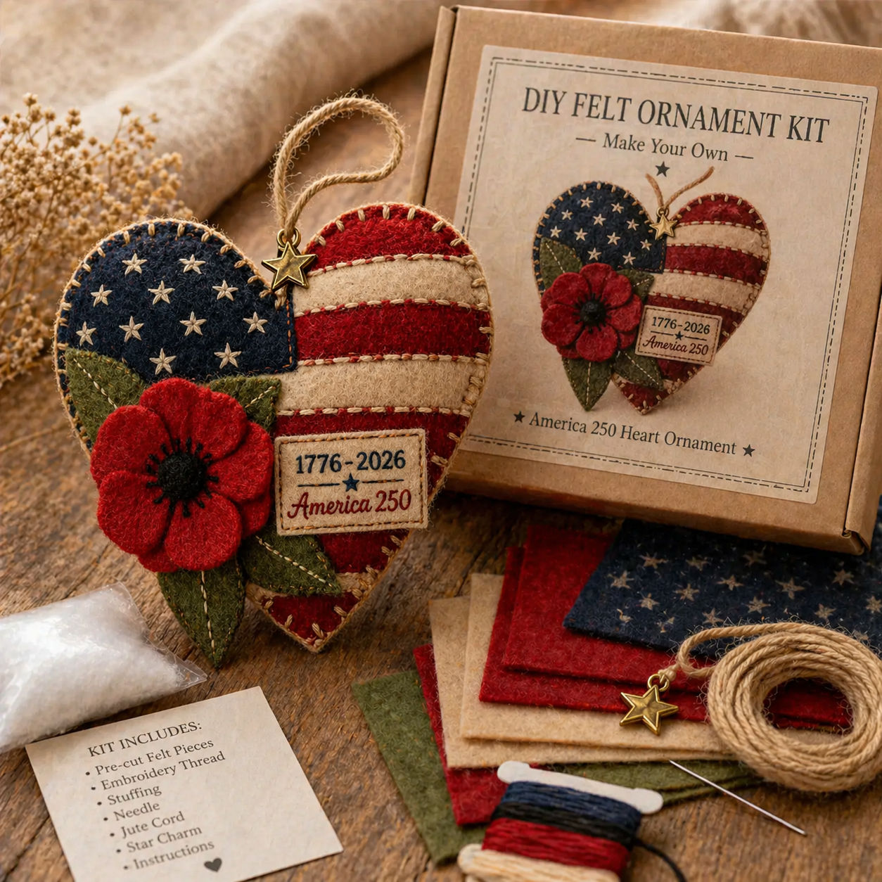 Handcrafted America 250th Anniversary Keepsake Ornaments | Rustic Patriotic Decor 🇺🇸
