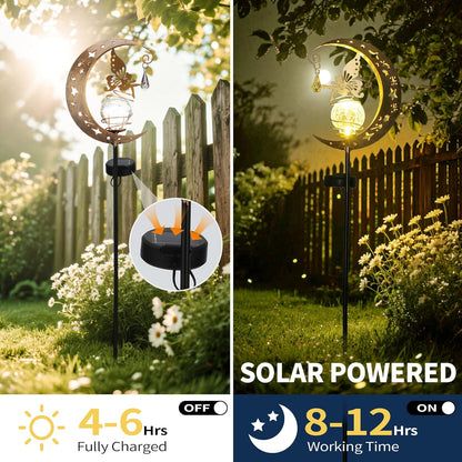 🔥Limited-time 50% discount🌙Fairy on Moon Solar Garden Stake Lights, Crackle Glass LED Outdoor Decor (3 Styles)