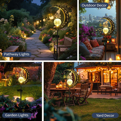 🔥Limited-time 50% discount🌙Fairy on Moon Solar Garden Stake Lights, Crackle Glass LED Outdoor Decor (3 Styles)