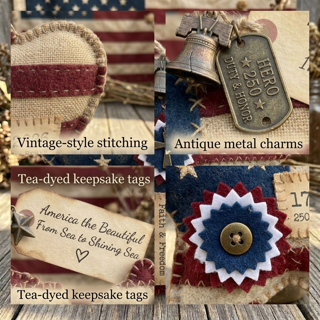 Handcrafted America 250th Anniversary Keepsake Ornaments | Rustic Patriotic Decor 🇺🇸