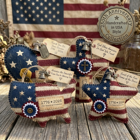 Handcrafted America 250th Anniversary Keepsake Ornaments | Rustic Patriotic Decor 🇺🇸