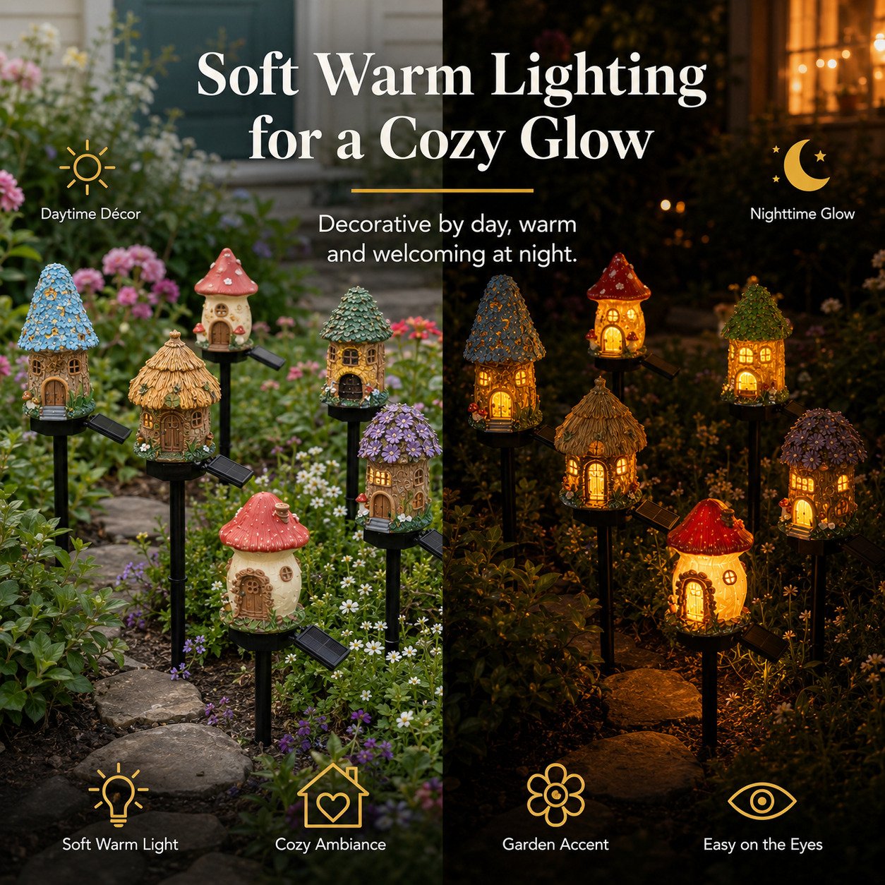 🍄Solar Fairy-Tale Mushroom Cottage Garden Lights