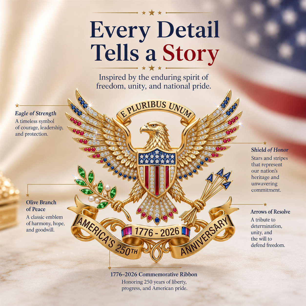 US 250th Anniversary Brooch Pin