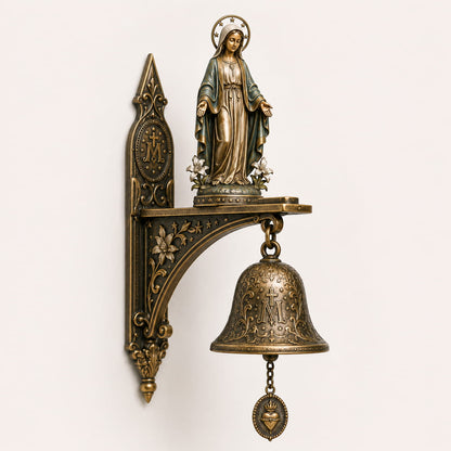 ✝️Miraculous Virgin Mary Wall Mount Bell, Antique Bronze Religious Door Bell, Catholic Blessing Home Decor Gift