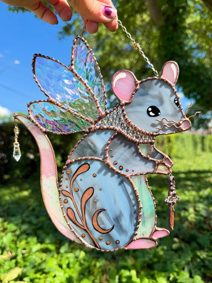 🔥New Product Limited-Time Offer✨Fairy Mouse Stained Glass Suncatcher🐭
