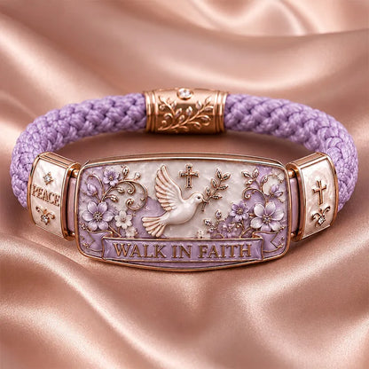 🕊️✝️Walk In Faith Peace Dove Christian Braided Bracelet