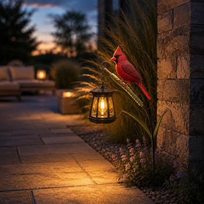 🐦Cardinal Bird Solar Lantern Memorial Garden Stake