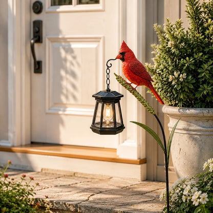 🐦Cardinal Bird Solar Lantern Memorial Garden Stake
