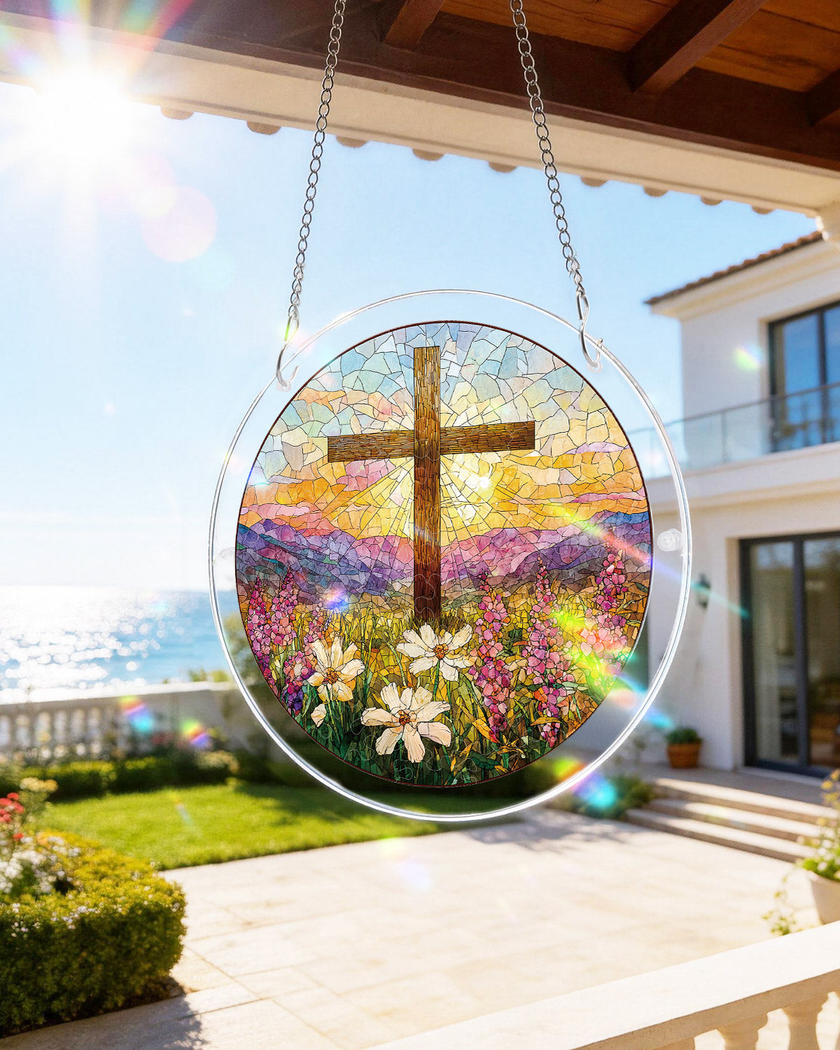 DIY Acrylic Faith Religious Puzzle Suncatcher, Stained Glass Style Window Light Catcher