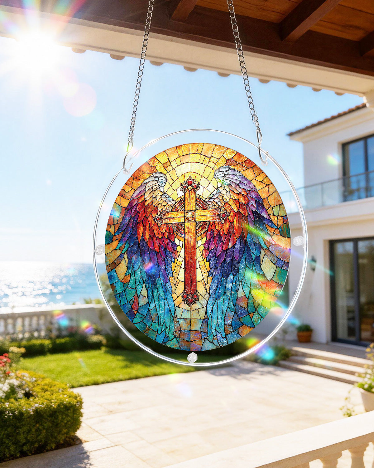 DIY Acrylic Faith Religious Puzzle Suncatcher, Stained Glass Style Window Light Catcher