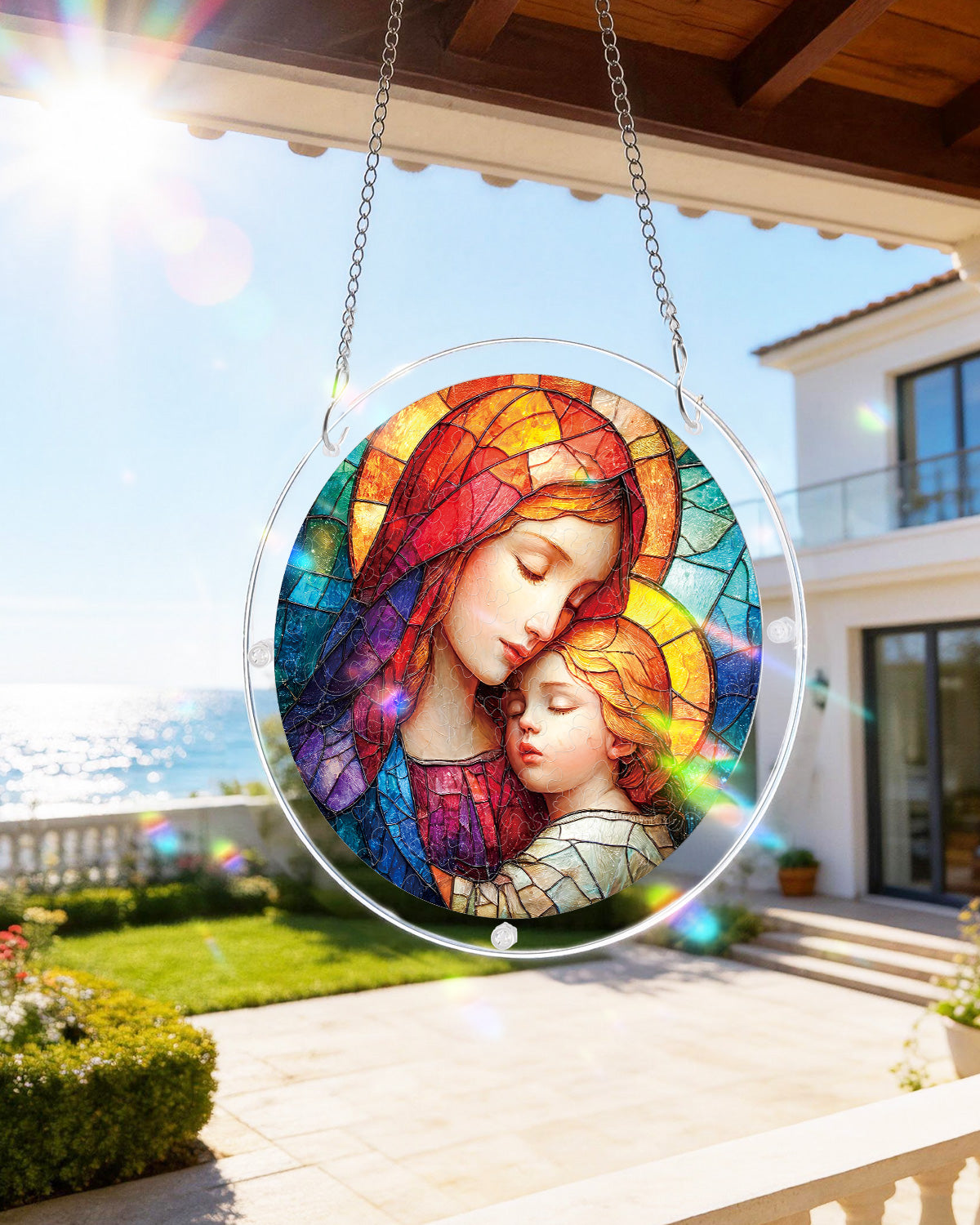 DIY Acrylic Faith Religious Puzzle Suncatcher, Stained Glass Style Window Light Catcher