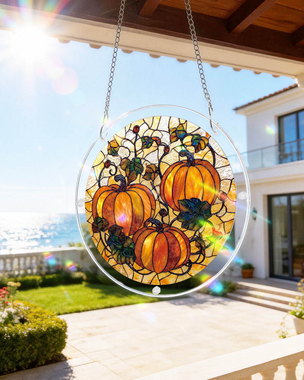 DIY Acrylic Floral Puzzle Suncatcher, Stained Glass Style Window Light Catcher