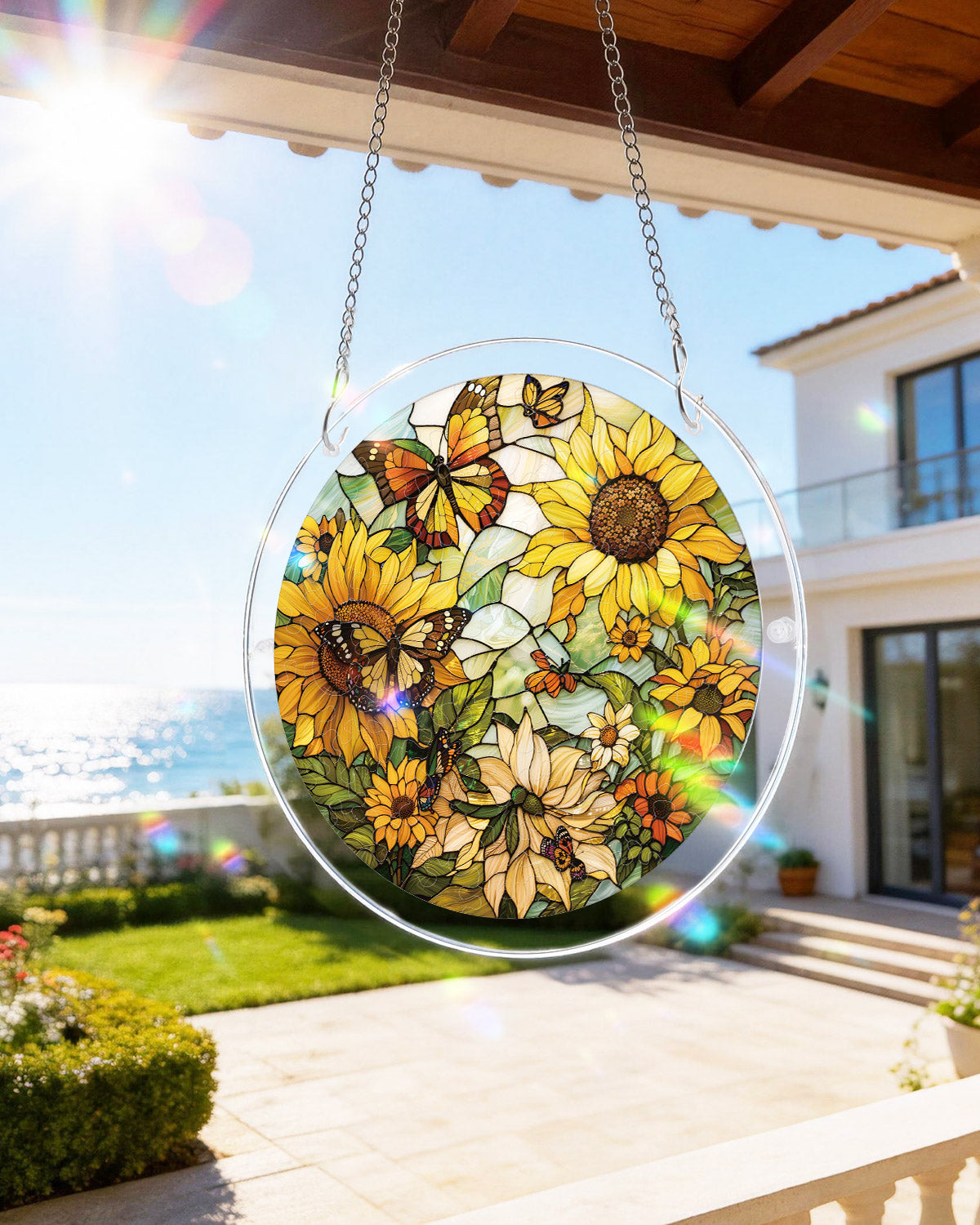 DIY Acrylic Floral Puzzle Suncatcher, Stained Glass Style Window Light Catcher