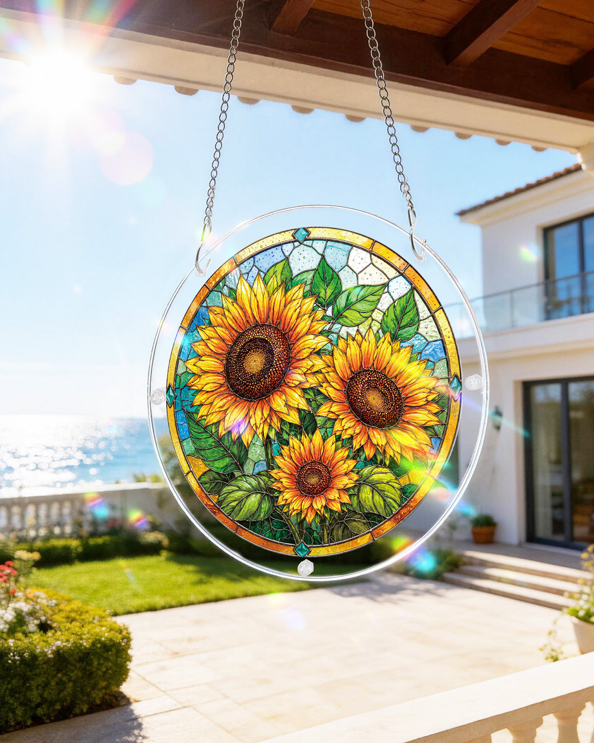DIY Acrylic Floral Puzzle Suncatcher, Stained Glass Style Window Light Catcher