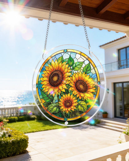 DIY Acrylic Floral Puzzle Suncatcher, Stained Glass Style Window Light Catcher