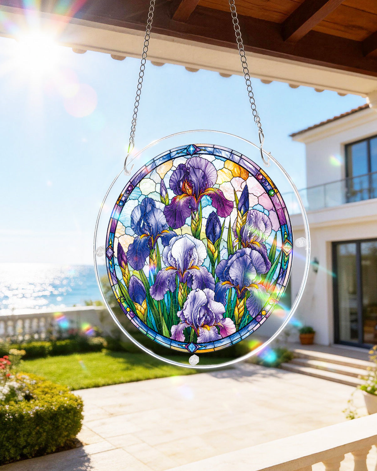 DIY Acrylic Floral Puzzle Suncatcher, Stained Glass Style Window Light Catcher