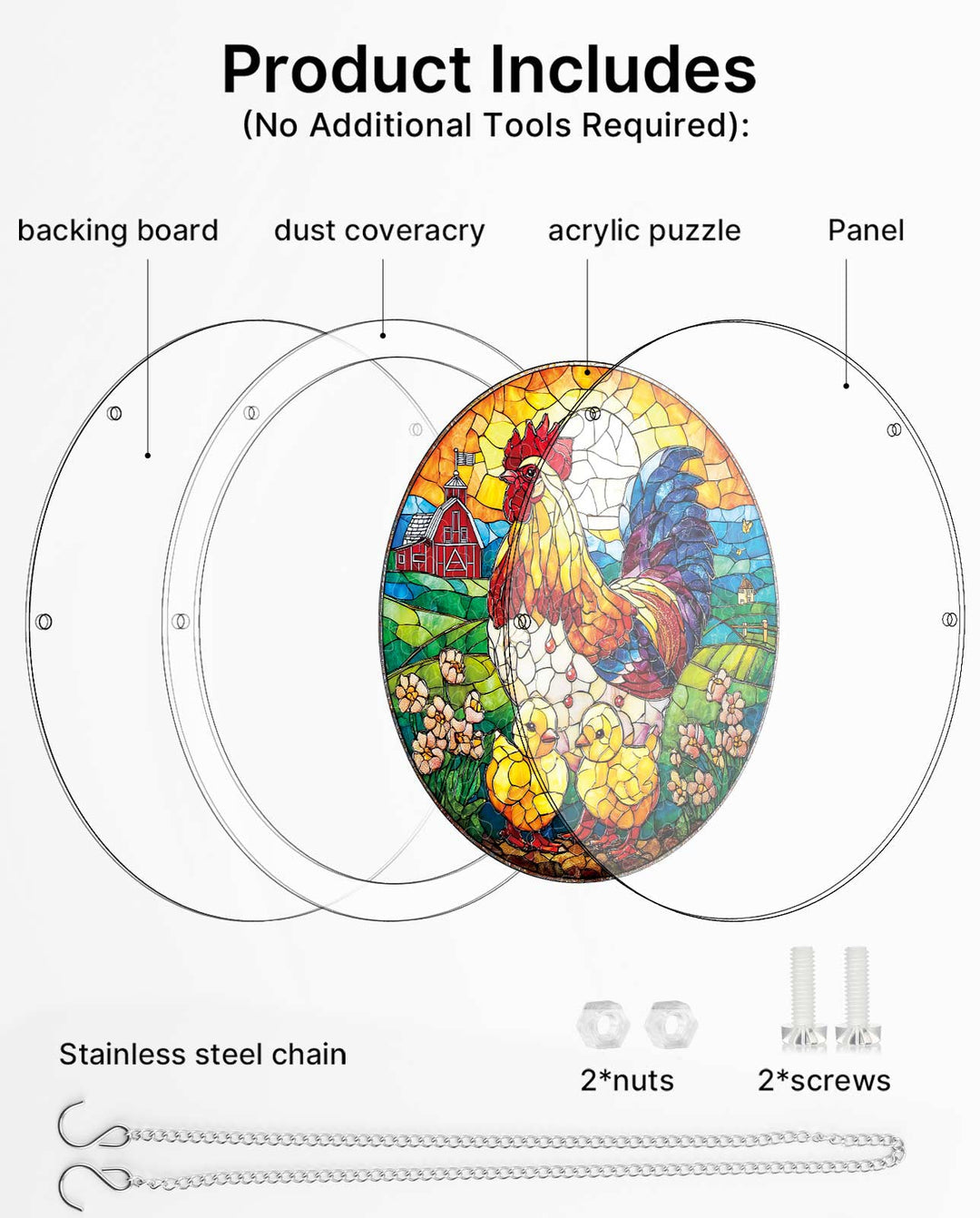 DIY Acrylic Animal Puzzle Suncatcher, Stained Glass Style Window Light Catcher
