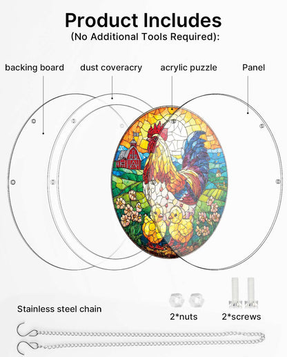DIY Acrylic Animal Puzzle Suncatcher, Stained Glass Style Window Light Catcher