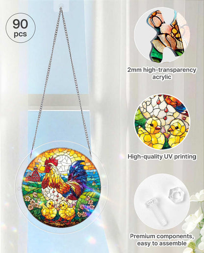 DIY Acrylic Animal Puzzle Suncatcher, Stained Glass Style Window Light Catcher