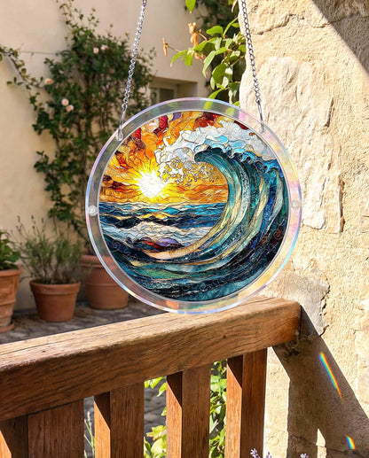 DIY Acrylic Landscape Puzzle Suncatcher, Stained Glass Style Window Light Catcher