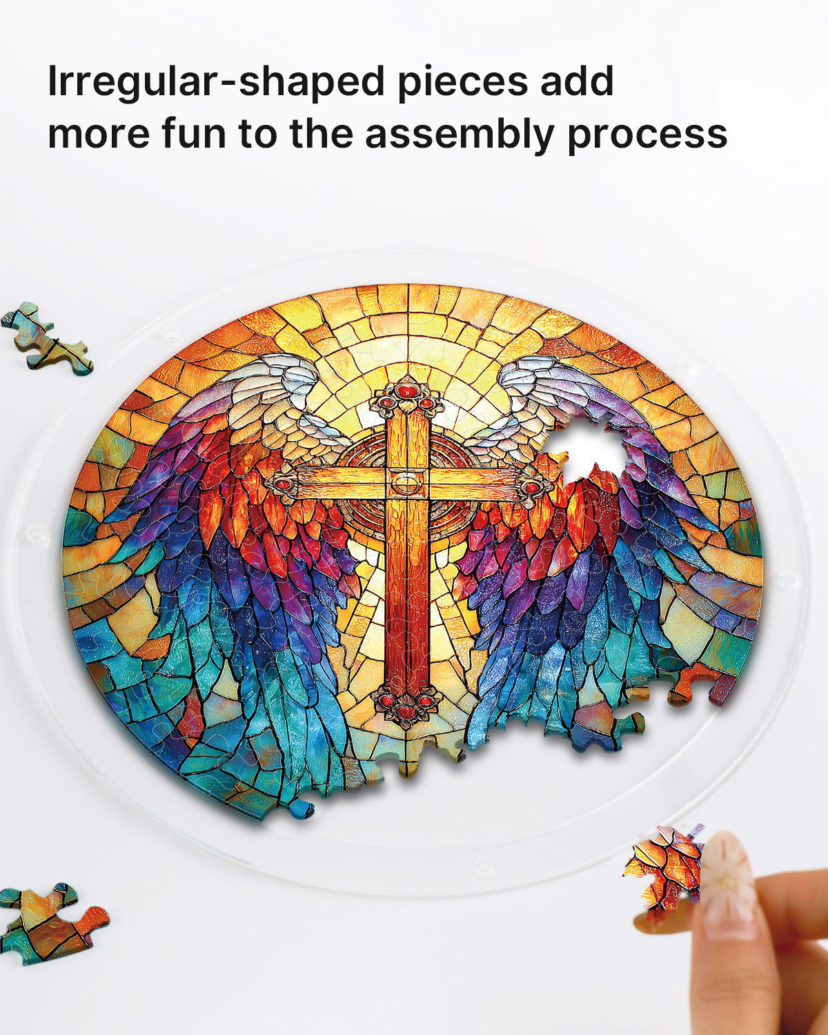 DIY Acrylic Faith Religious Puzzle Suncatcher, Stained Glass Style Window Light Catcher