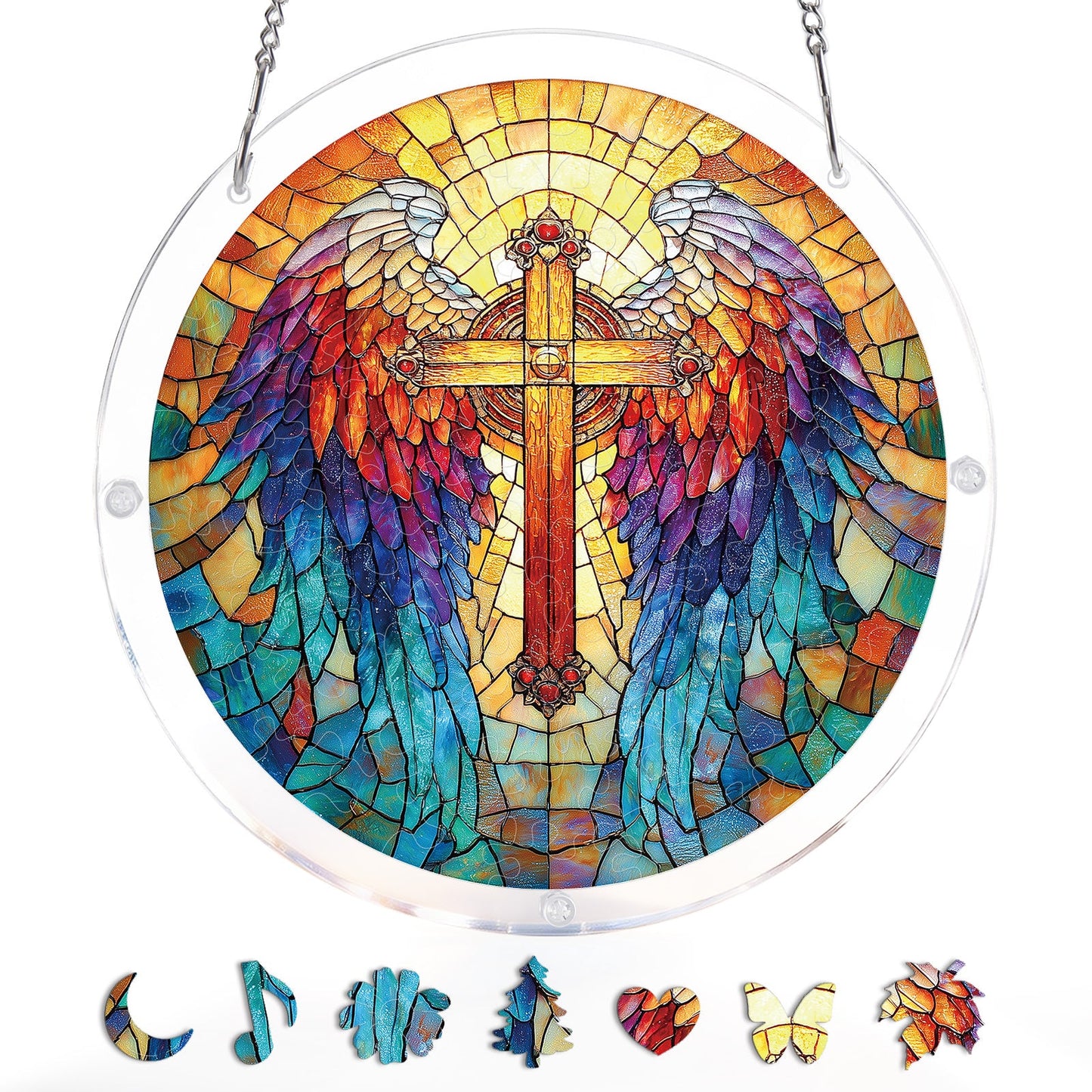 DIY Acrylic Faith Religious Puzzle Suncatcher, Stained Glass Style Window Light Catcher