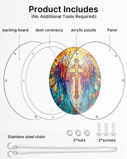 DIY Acrylic Faith Religious Puzzle Suncatcher, Stained Glass Style Window Light Catcher
