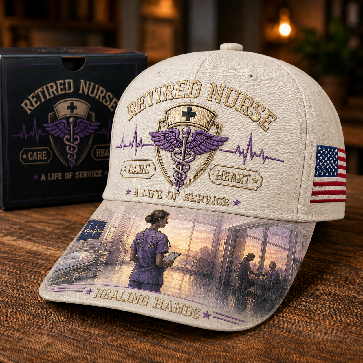 💜Retired Nurse Healing Hands Commemorative Cap🧢