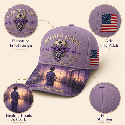 💜Retired Nurse Healing Hands Commemorative Cap🧢
