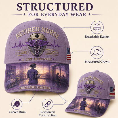 💜Retired Nurse Healing Hands Commemorative Cap🧢